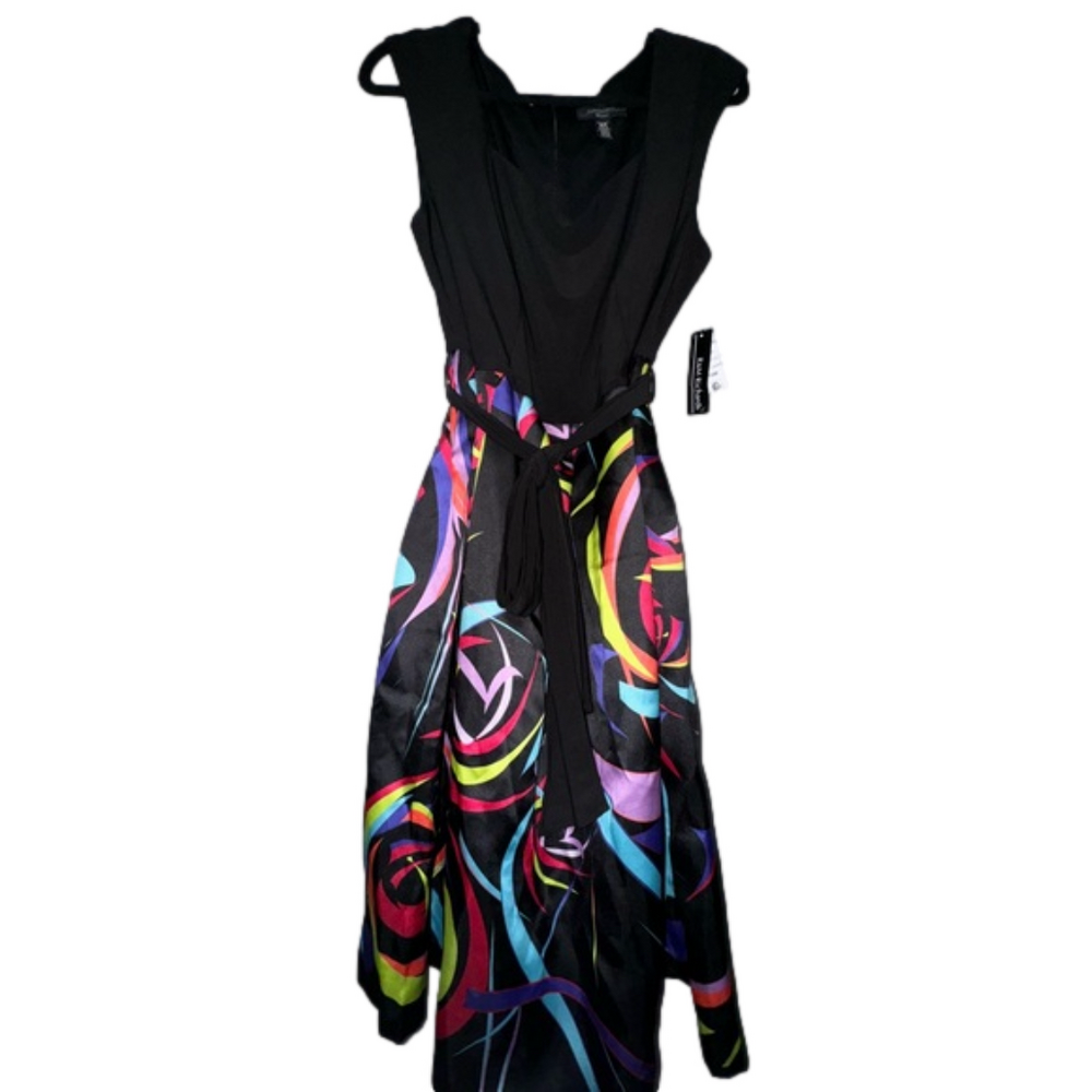 R & M Richards Woman Black and Multicolor Dress, Size 16W